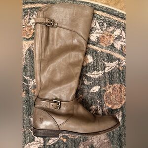 Frye Phillip Riding Tall Light Tan Leather Boots size 9